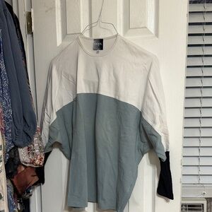 Two-Tone White and Sage Green Long Sleeve Men's Shirt